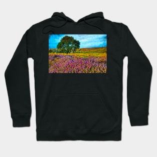 Painterly Moorland Heather Landscape Art Hoodie